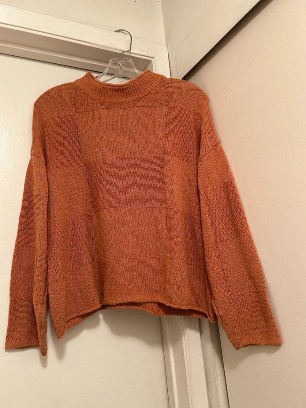 Free People Oversized Cowl Neck Knit Sweater in Rust Orange